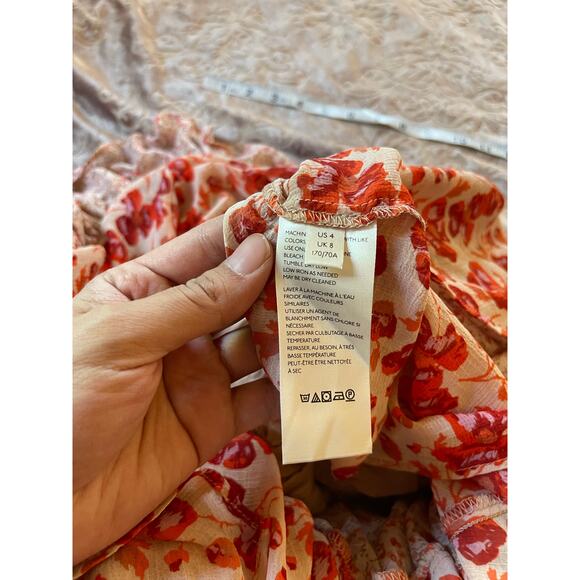 Free people Zuma Drippy Midi Skirt layered ruffle‎ size 4 - Picture 6 of 7